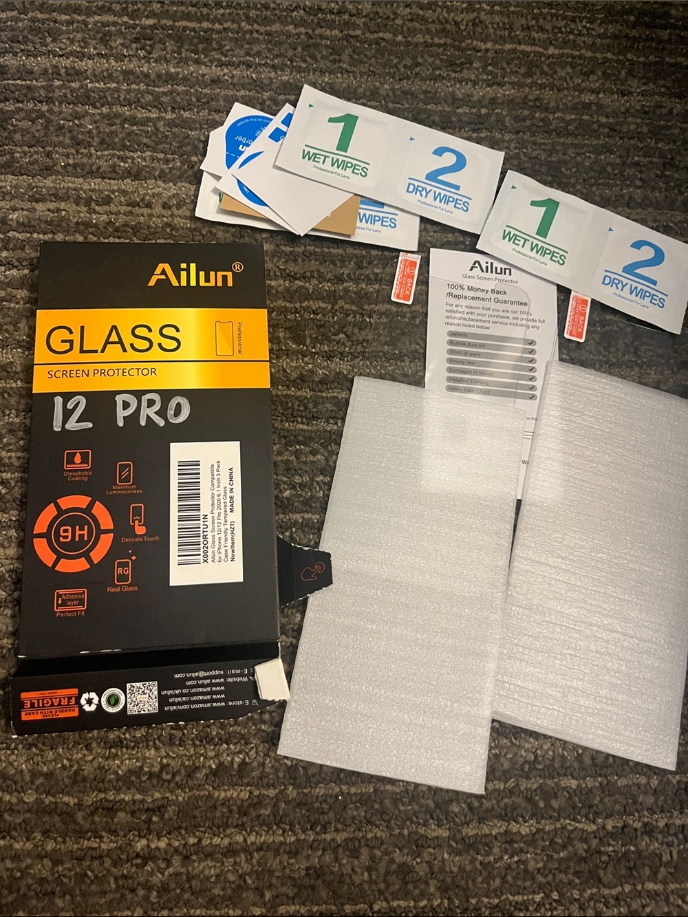 Ailun Clear Tempered Glass Screen Protector for 12 Pro with Installation Kit 2pc